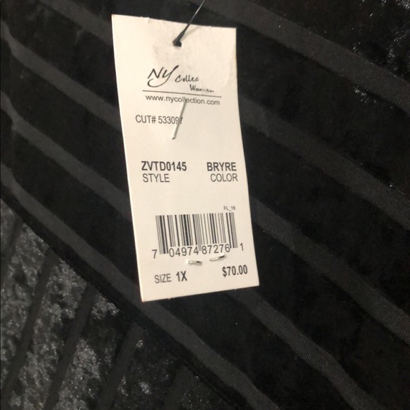 Women’s Black Velvet Party Cocktail Dress Plus Size 1X NY COLLECTION NEW - Picture 4 of 8